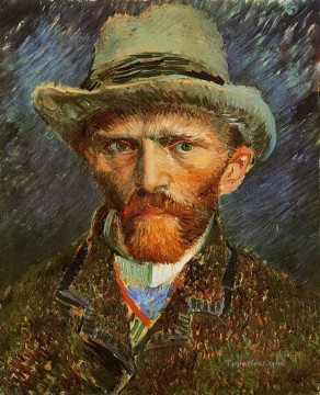  Grey Oil Painting - Self Portrait with a Grey Felt Hat Vincent van Gogh